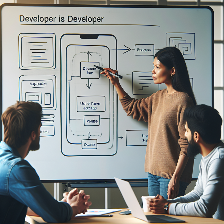 앱 기획 구조와 화면 흐름을 설명 중인 장면