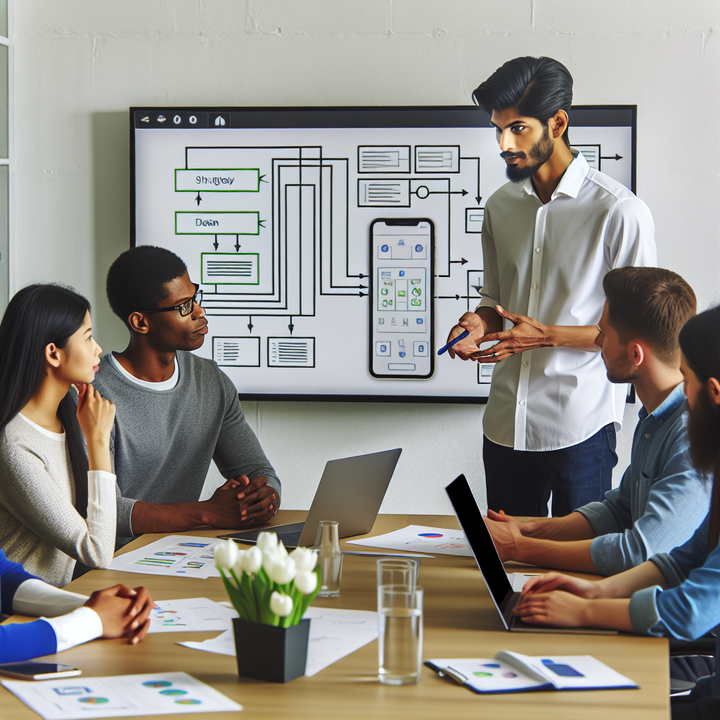 앱 기획 구조와 화면 흐름을 설명 중인 장면