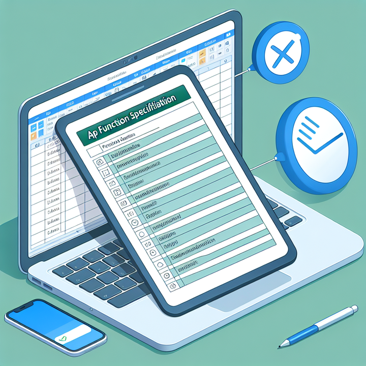 앱 기능 정의서를 정리 중인 노트북 화면