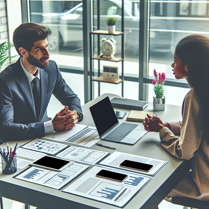 앱 외주 개발을 논의하는 클라이언트와 개발자