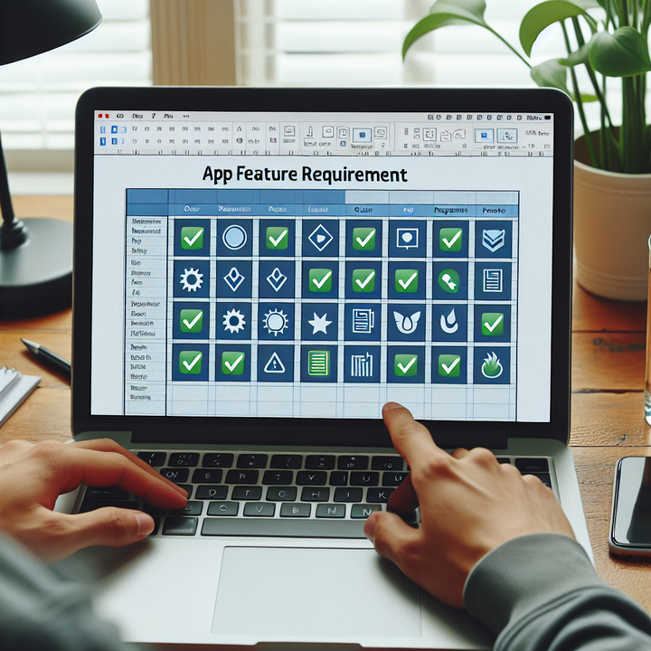 앱 기능 정의서를 정리 중인 노트북 화면