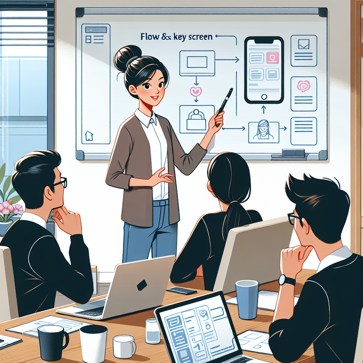 앱 기획 구조와 화면 흐름을 설명 중인 장면