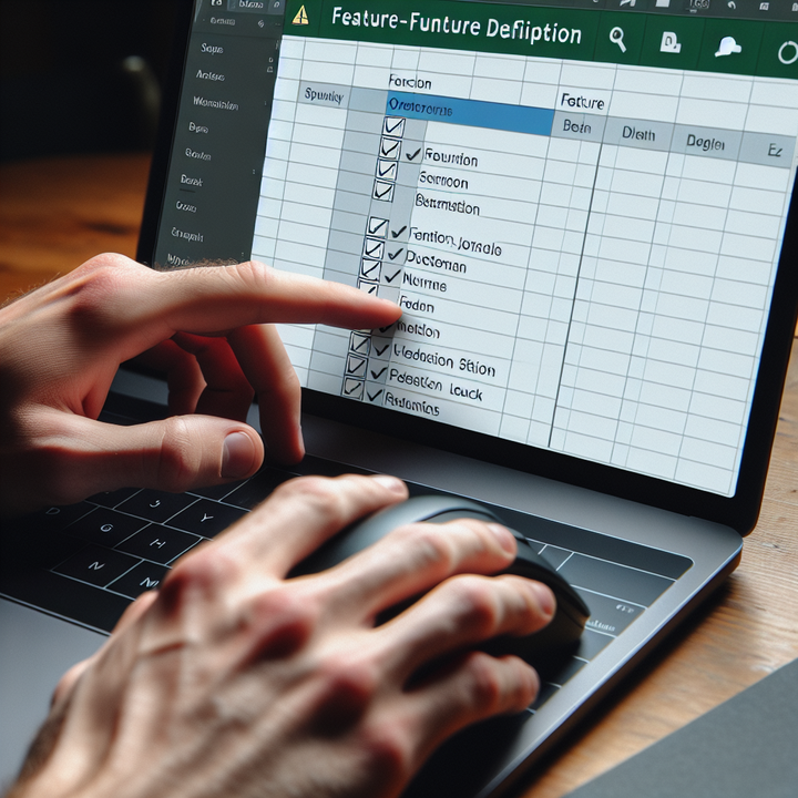 홈페이지 기능 정의서를 정리하는 손