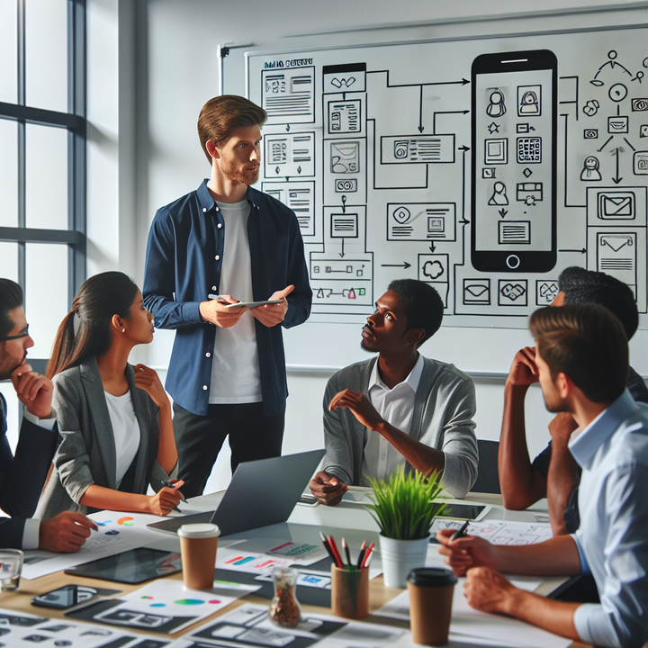 앱 기획 구조와 화면 흐름을 설명 중인 장면