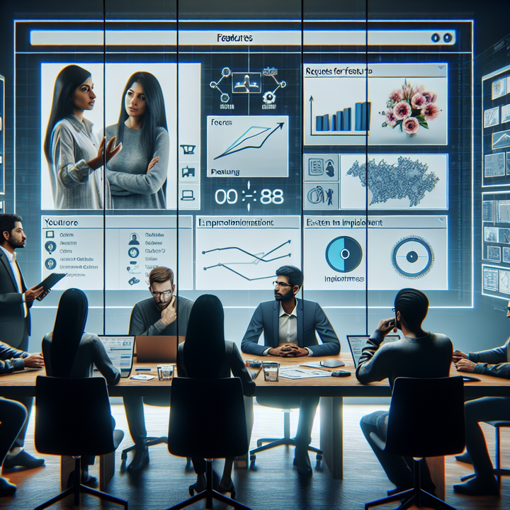 앱 개발 진행 중인 실시간 커뮤니케이션 장면