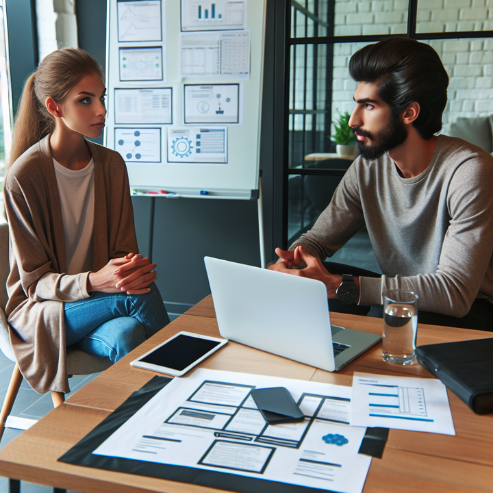 앱 외주 개발을 논의하는 클라이언트와 개발자