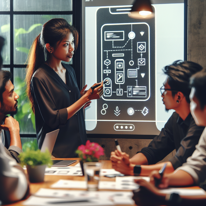 앱 기획 구조와 화면 흐름을 설명 중인 장면